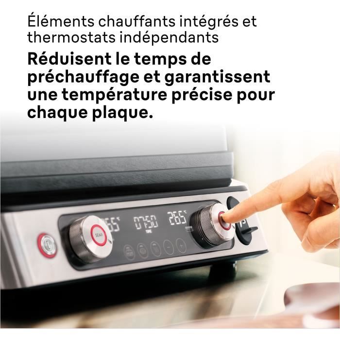 Grill multifonctions - BRAUN - Multi Grill 9 Pro - 2200 W - 3 positions de chauffe - Noir / Acier