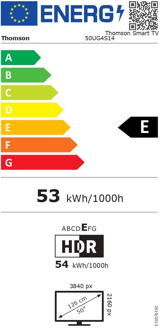 Thomson 50UG4S14 - TV LED 50 (126 cm) - 4K UHD 3840x2160 -  Google TV - 2xHDMI 2.1 + 2xHDMI 2.0 - WiFi