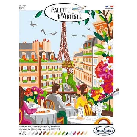 Peinture acrylique - SENTOSPHERE - Palette D'artiste - Paris - Peinture a numéro pour adulte - Tableau en carte toilée