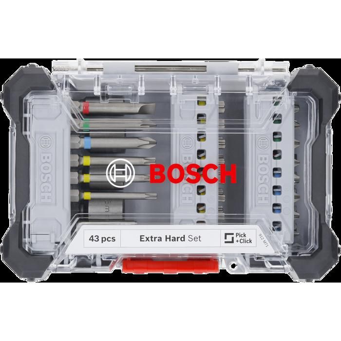 Coffret d'embouts de vissage - Bosch - 2607017723 - 43 pieces - Acier S2 - Boîte Pick and Click