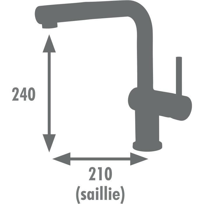 Mitigeur évier - Noir mat - Bec orientable - EDOUARD ROUSSEAU - CARRÉ