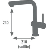 Mitigeur évier - Noir mat - Bec orientable - EDOUARD ROUSSEAU - CARRÉ