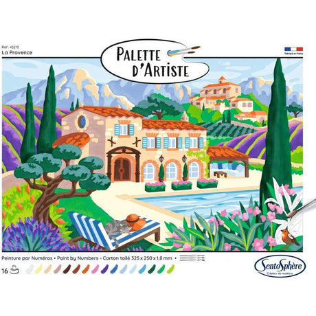 Peinture acrylique - SENTOSPHERE - Palette D'artiste - La Provence - Peinture a numéro pour adulte - Tableau en carte toilée