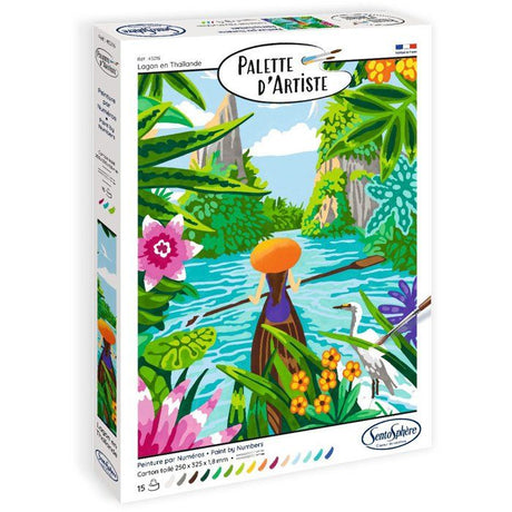 Peinture acrylique - SENTOSPHERE - Palette D'artiste - Lagon en Thailande - Peinture a numéro pour adulte - Tableau toilée