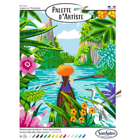Peinture acrylique - SENTOSPHERE - Palette D'artiste - Lagon en Thailande - Peinture a numéro pour adulte - Tableau toilée