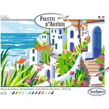 Peinture acrylique - SENTOSPHERE - Palette D'artiste - La Riviera - Peinture a numéro pour adulte - Tableau en carte toilée