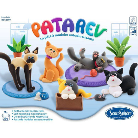 Pate a modeler autodurcissante - SENTOSPHERE - Patarev - Les Chats - Différentes Couleurs - 9 couleurs - Des 7 ans