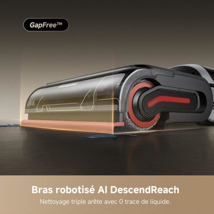 DREAME H15 Pro Heat Aspirateur Laveur - Nettoyage des sols a 85 °C - Bras robotisé IA GapFree - Capteur RVB intelligent - 22 kPa