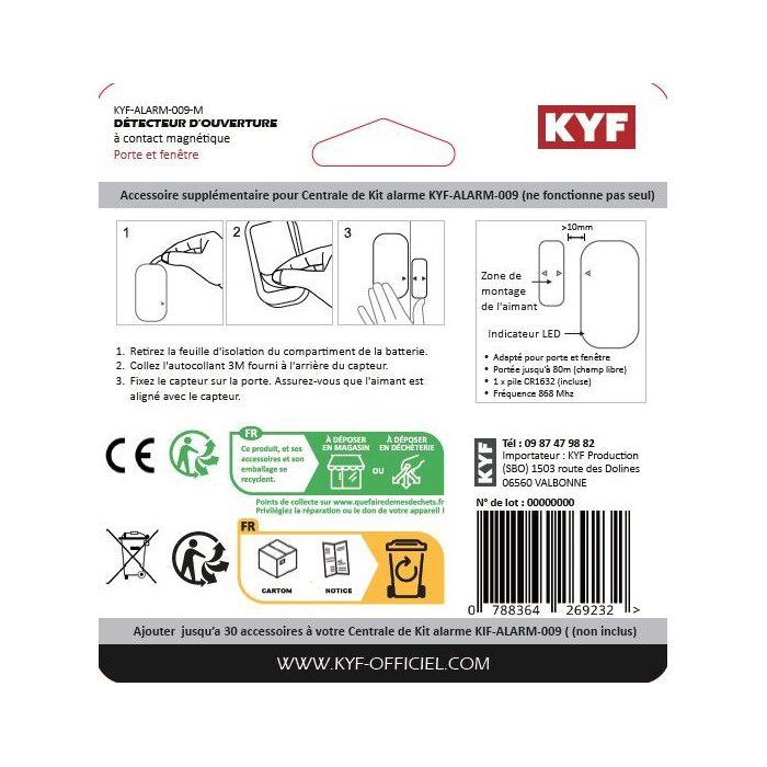 Détecteur d'ouverture supplémentaires - KYF - ALARM-009