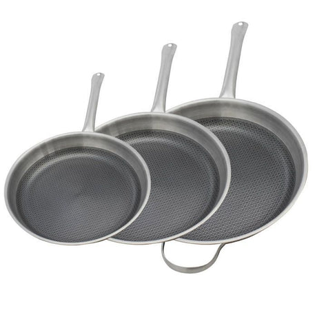 Set de 3 poeles a induction - ELO - Relief Solutions - Inox 18/10 ELODUR Select antiadhésives - Ř 24-28-32 cm