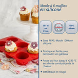 Ensemble de 2 moules a muffins 6 empreintes - DR oeTKER - Flexxibel Love - 30 x 18 cm