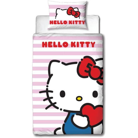 Parure de lit réversible - HELLO KITTY - Microfibre - 1 housse de couette 140 x 200 cm + 1 taie 63 x 63 cm