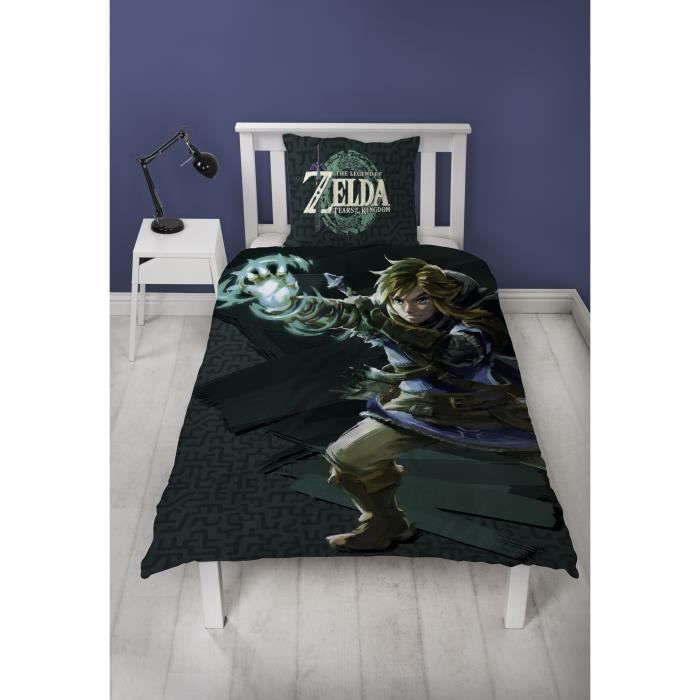 Parure de lit réversible - ZELDA - Microfibre - 1 housse de couette 140 x 200 cm + 1 taie 63 x 63 cm