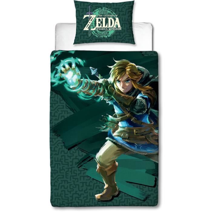 Parure de lit réversible - ZELDA - Microfibre - 1 housse de couette 140 x 200 cm + 1 taie 63 x 63 cm