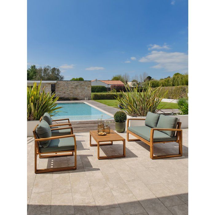 Salon bas de jardin - Olive - Bois d'acacia - 4 places - Aracaju