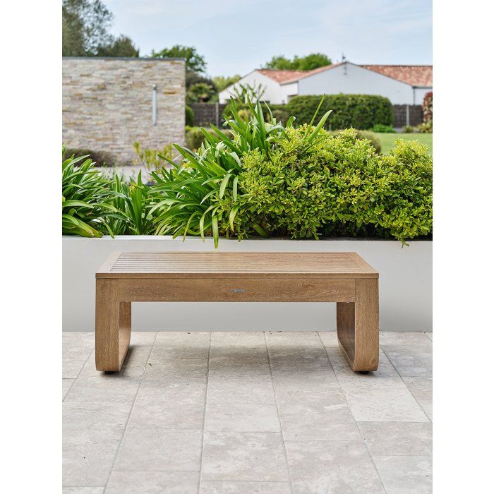 Salon bas de jardin - Ecru - Aluminium imitation bois - 5 places - Davao