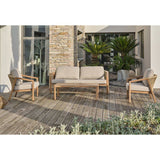 Salon bas de jardin - Gris - Aluminium imitation bois - 5 places - Goya