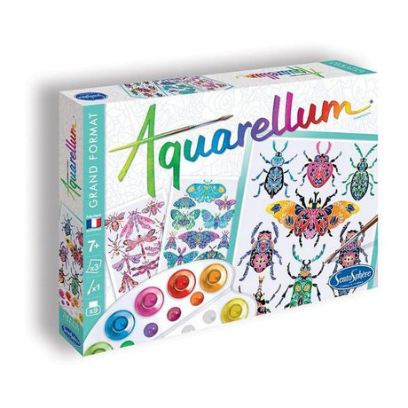 Peinture aquerelle - SENTOSPHERE - Aquarellum - Insectarium - 9 couleurs - 3 tableaux - Sertissage sur papier - Des 7 ans