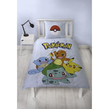 Parure de lit réversible - POKEMON - Pikachu et Starter 1G III - Microfibre - 1 housse de couette 140 x 200 cm + 1 taie 63 x 63 cm