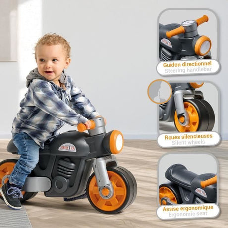 Draisienne Moto Premier - FALK - Avec roues silencieuses - Gris - 75% Plastique Recyclé - 100% Fabriqué en France - Des 12 mois