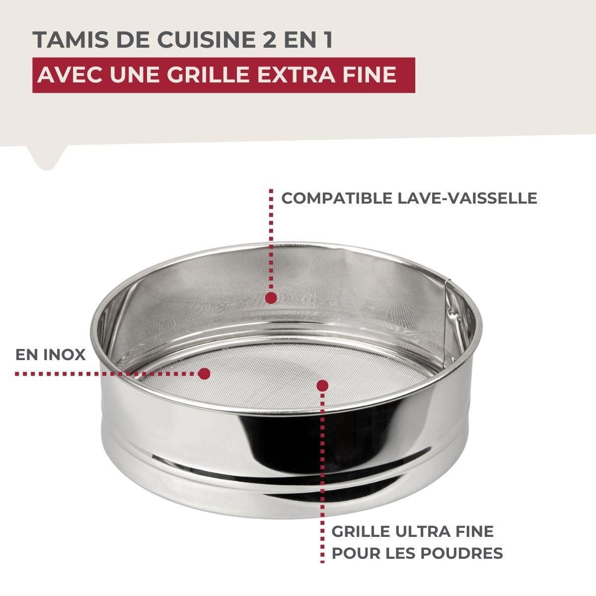 Ensemble de 2 Tamis de cuisine inox extra fin - FACKELMANN - Basic - 18 cm