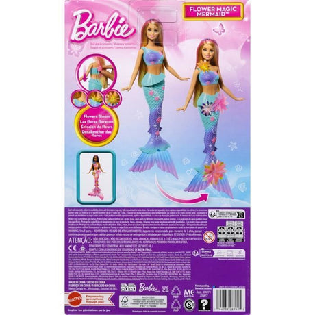 Poupée Sirene - Barbie - Flower Magic - Fleurs Éclorent - Jouable dans l'Eau - Multicolore
