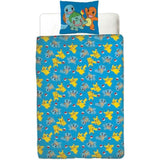 Parure de lit réversible - POKEMON - Pikachu et Starter 1G II - Microfibre - 1 housse de couette 140 x 200 cm + 1 taie 63 x 63 cm