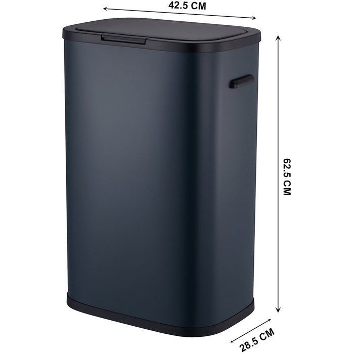 Poubelle de cuisine 60L PORTLAND – Ouverture push par pression – Acier inox Gris – KITCHEN MOVE