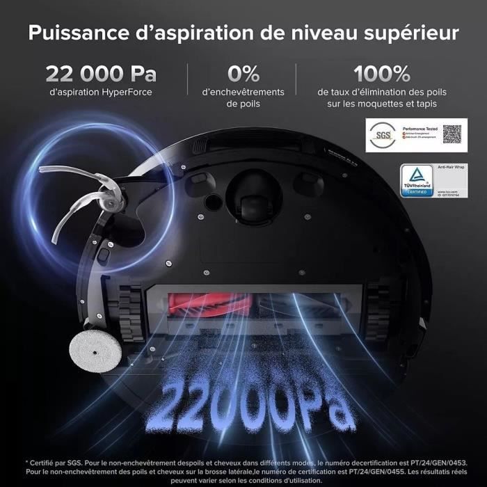 ROBOROCK SAROS 10 R&D System - Aspirateur Robot Laveur avec Base entierement autonome en eau - 22000 Pa - LDS rétractable