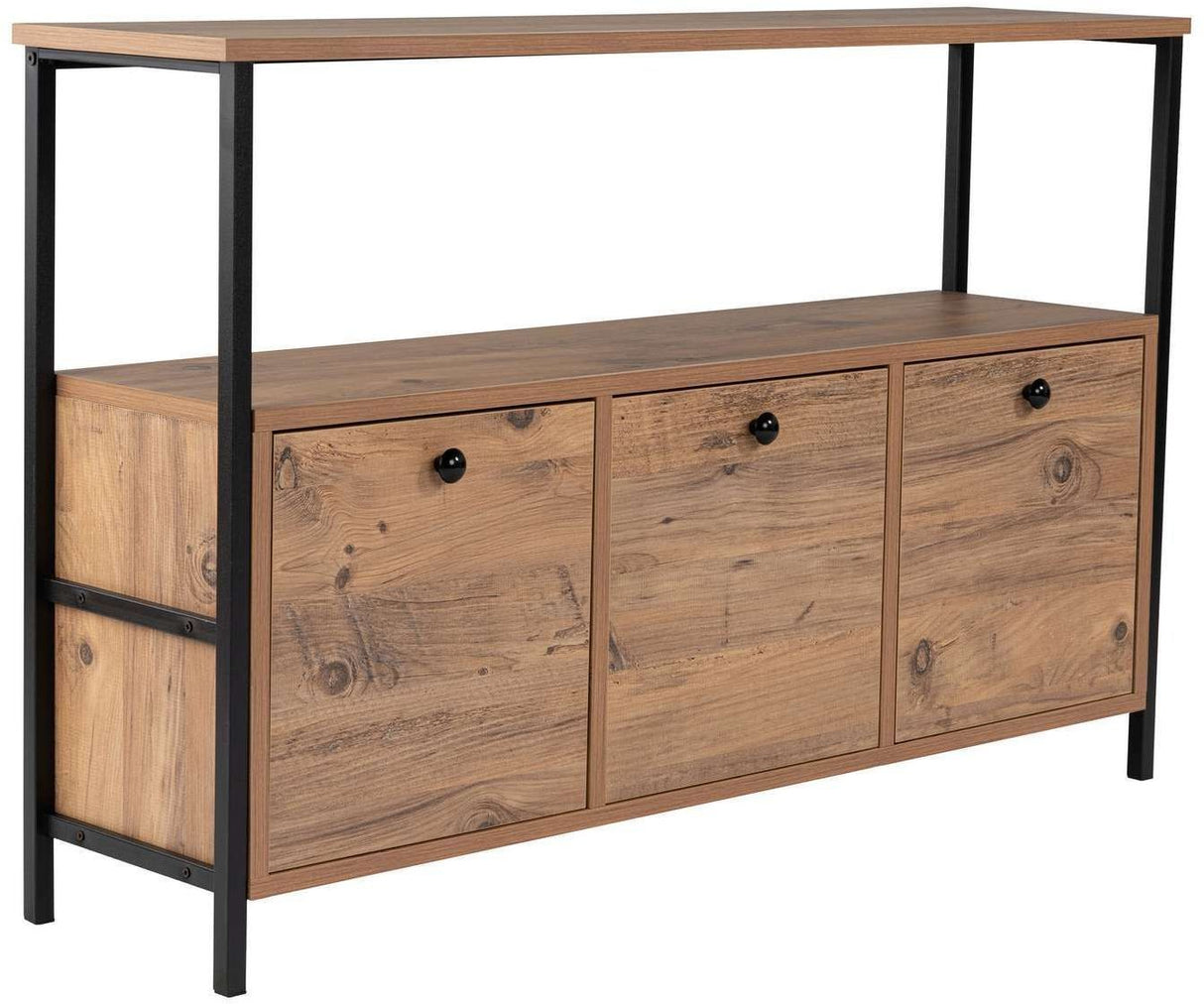 Buffet / console - SOLACE - 3 portes - 120 x 77 x 30 cm - Pin atlantique / Noir