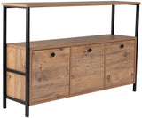 Buffet / console - SOLACE - 3 portes - 120 x 77 x 30 cm - Pin atlantique / Noir