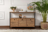 Buffet / console - SOLACE - 3 portes - 120 x 77 x 30 cm - Pin atlantique / Noir