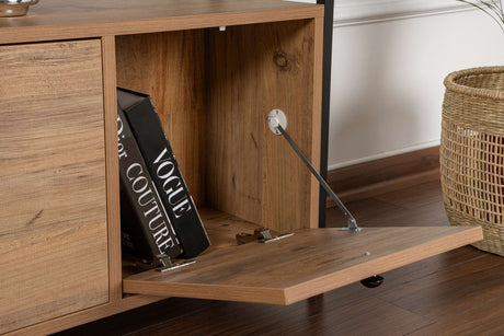 Buffet / console - SOLACE - 3 portes - 120 x 77 x 30 cm - Pin atlantique / Noir