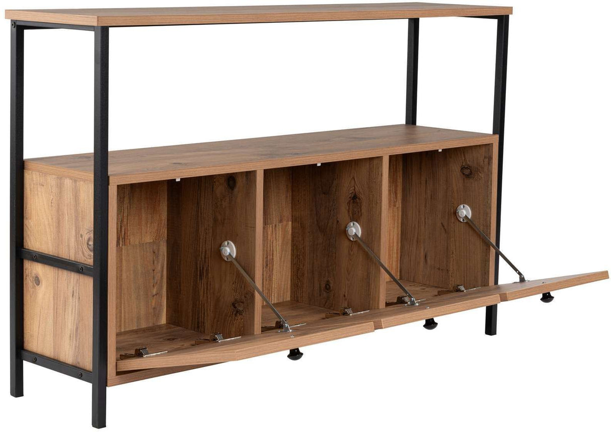 Buffet / console - SOLACE - 3 portes - 120 x 77 x 30 cm - Pin atlantique / Noir