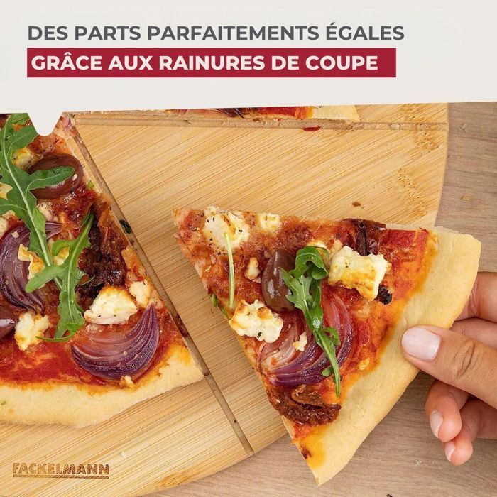 Ensemble de 2 Planches a pizza avec rainures de coupe - FACKELMANN - Ø 32 cm