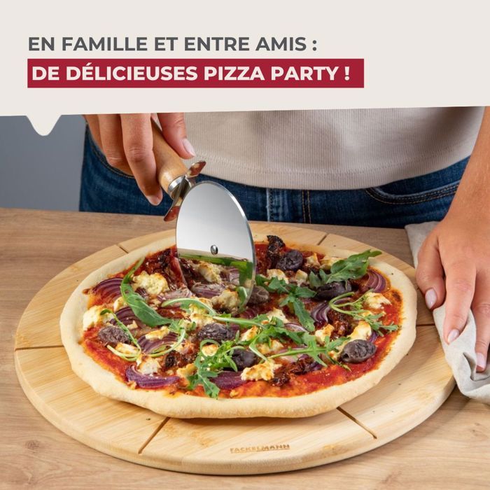 Ensemble de 2 Planches a pizza avec rainures de coupe - FACKELMANN - Ø 32 cm