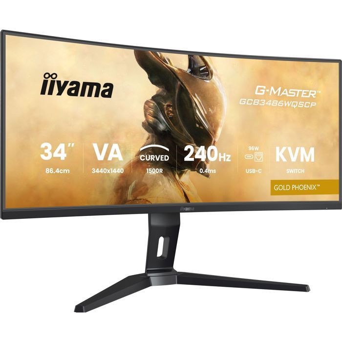 Ecran PC Gamer incurvé - IIYAMA - 34 - 240Hz - Dalle VA - 0.4ms - Réglable en hauteur - G-Master GOLD PHoeNIX