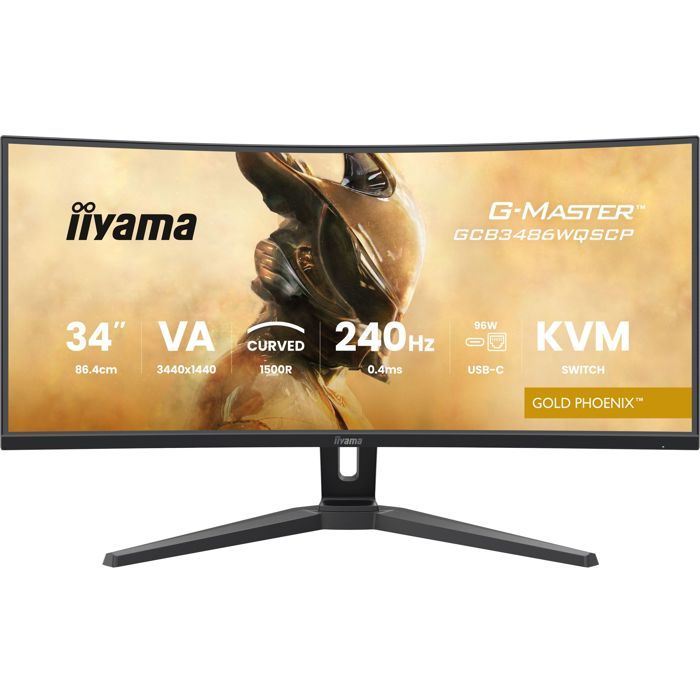 Ecran PC Gamer incurvé - IIYAMA - 34 - 240Hz - Dalle VA - 0.4ms - Réglable en hauteur - G-Master GOLD PHoeNIX