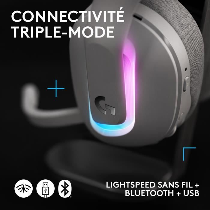 Casque gamer - sans fil - Logitech G - G522 - Lightspeed - Blanc
