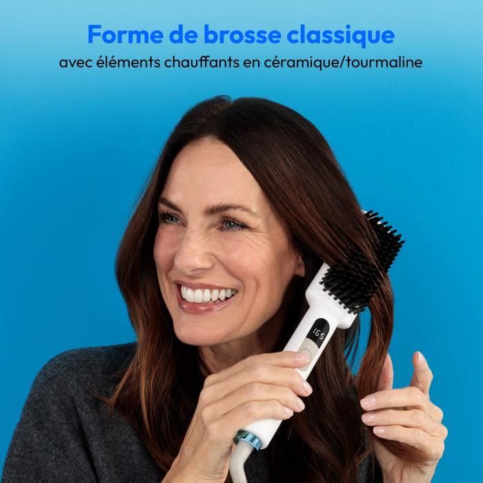 Brosse chauffante - MEDION - MD19859 - 46 W - 5 niveaux de chaleur - 165 a 210°C - Blanc