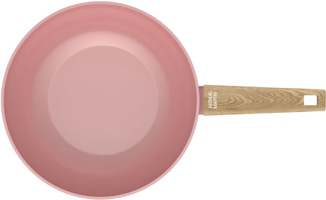 Wok - Tous feux dont induction - ARTHUR MARTIN - AM4944 - Revetement céramique - Ř 28 cm - Rose