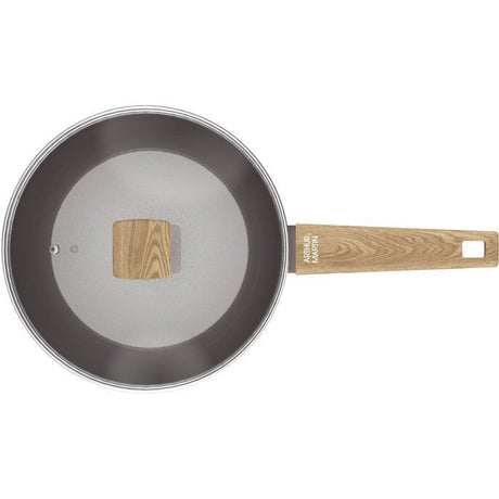 Sauteuse - Tous feux dont induction - ARTHUR MARTIN - AM9910 - Revetement céramique - Ř 28 cm - Couvercle et panier inox - Taupe