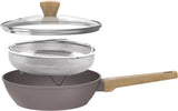 Sauteuse - Tous feux dont induction - ARTHUR MARTIN - AM9910 - Revetement céramique - Ø 24 cm - Couvercle et panier inox - Taupe