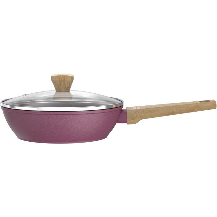 Sauteuse - Tous feux dont induction - ARTHUR MARTIN - AM3056 - Revetement céramique - Ř 24 cm - Couvercle et panier inox - Prune