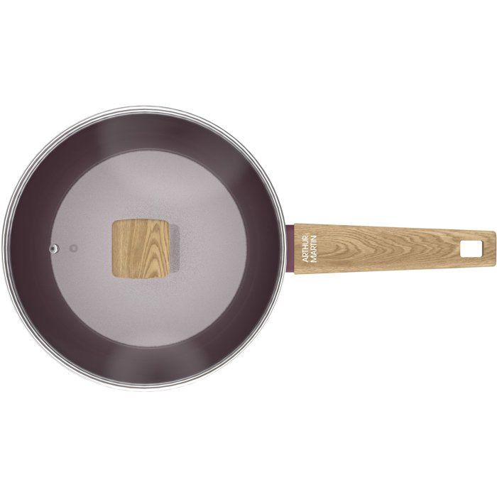 Sauteuse - Tous feux dont induction - ARTHUR MARTIN - AM3056 - Revetement céramique - Ř 24 cm - Couvercle et panier inox - Prune
