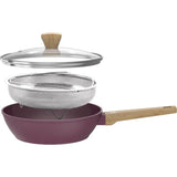 Sauteuse - Tous feux dont induction - ARTHUR MARTIN - AM3056 - Revetement céramique - Ř 24 cm - Couvercle et panier inox - Prune