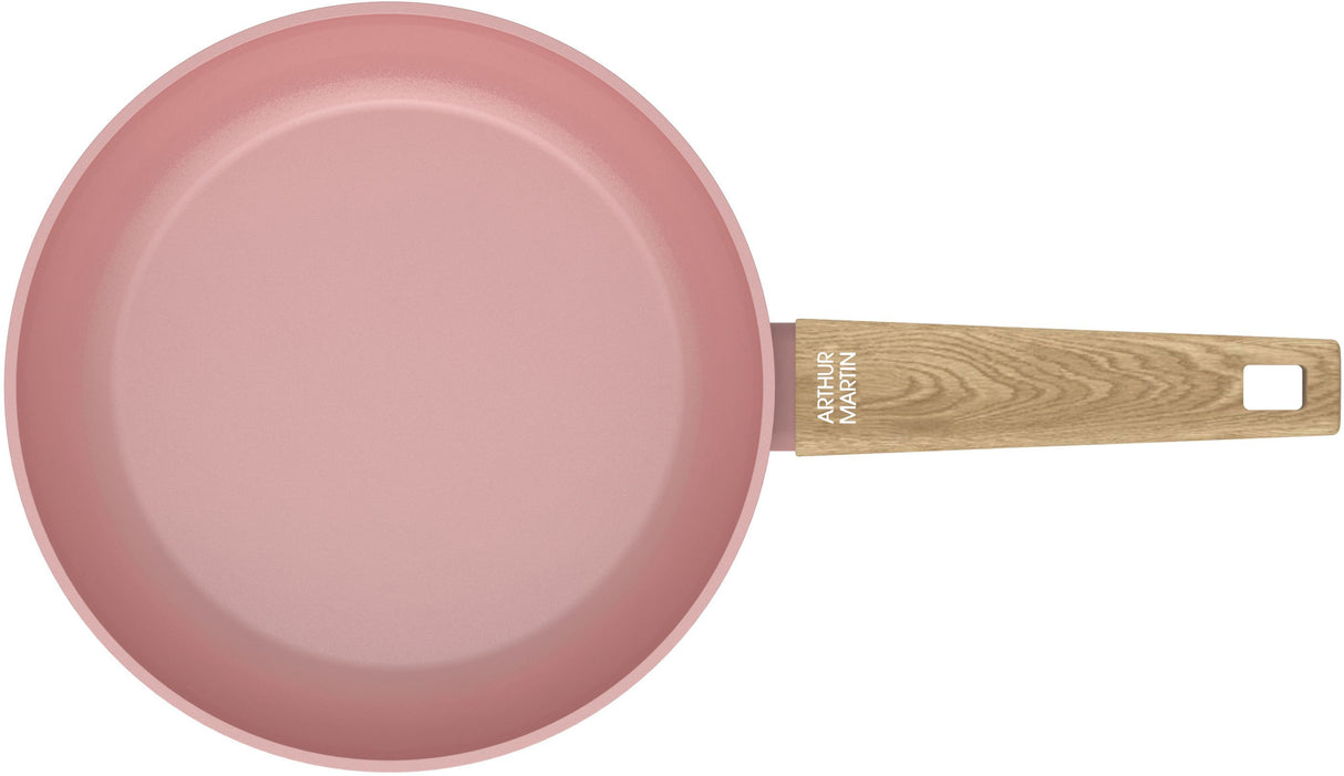 Set de 3 poeles - Tous feux dont induction - ARTHUR MARTIN - AM5388 - Revetement céramique - Ø 20-24-28 cm - Rose