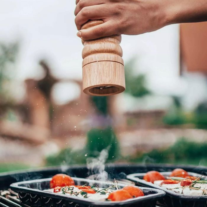 Ensemble de 2 Moulins a poivre manuel - FACKELMANN - FM Professional Divers - Couleur bois - 18 cm