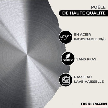 Set de 3 poęles 20 24 et 28 cm en inox Fackelmann Eterna