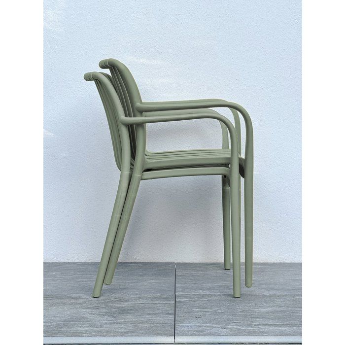 Lot de 2 fauteuils de jardin - CITY GARDEN - Tiago-FT - Empilable - Olive